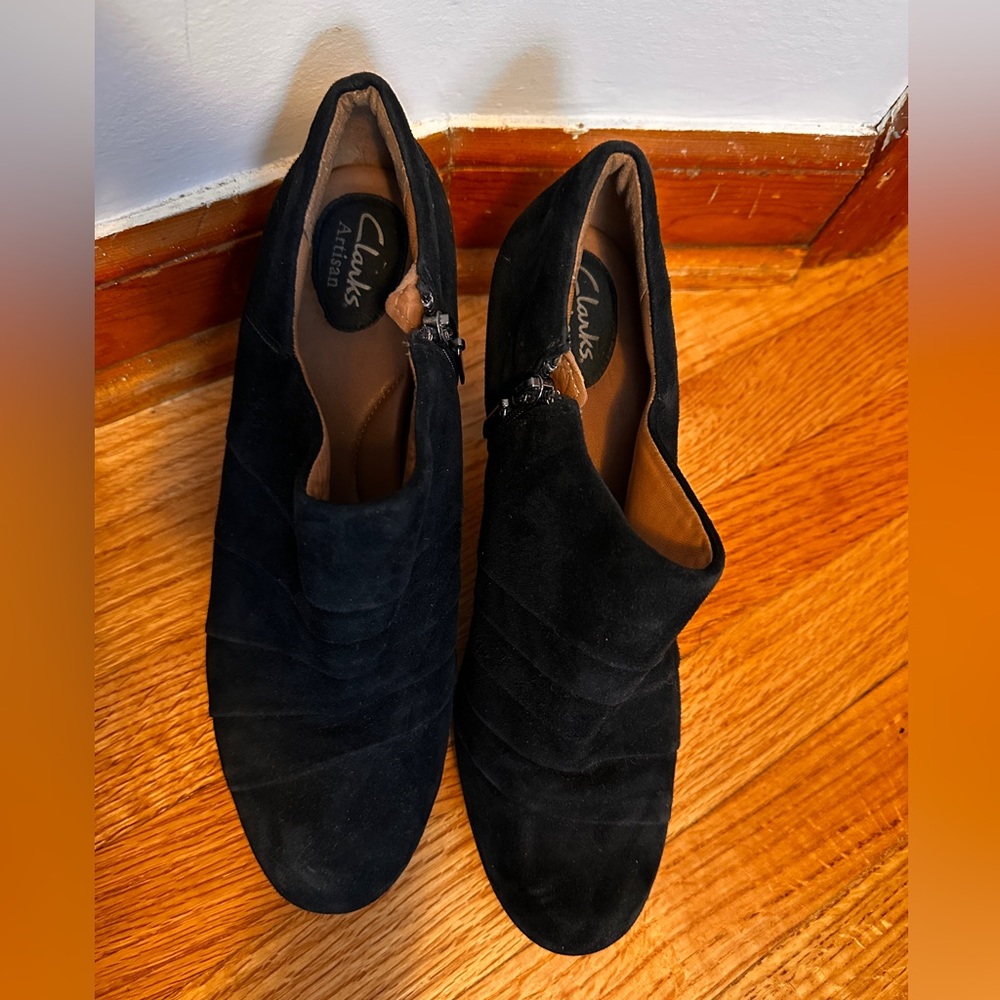 Clark’s black bootie heels